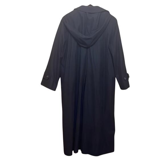 London Fog Classic Black Hooded Trench Coat. 8P - Picture 4 of 4
